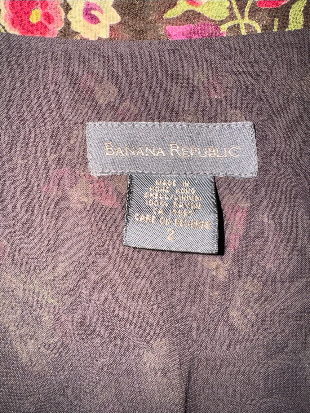 Banana Republic Brown Floral Wrap Maxi Dress with Pink & Cream Flowers - Picture 2 of 2